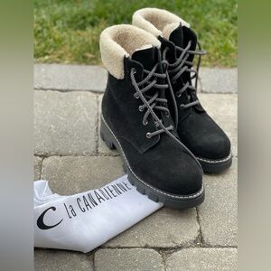 La Canadienne Black Suede and Shearling Lined Winter Boots ♥️ Women’s Size 9M